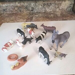 Vintage Mixed Lot Plastic Farm Animals (3 Cows are Brittains 1984) Total of 13